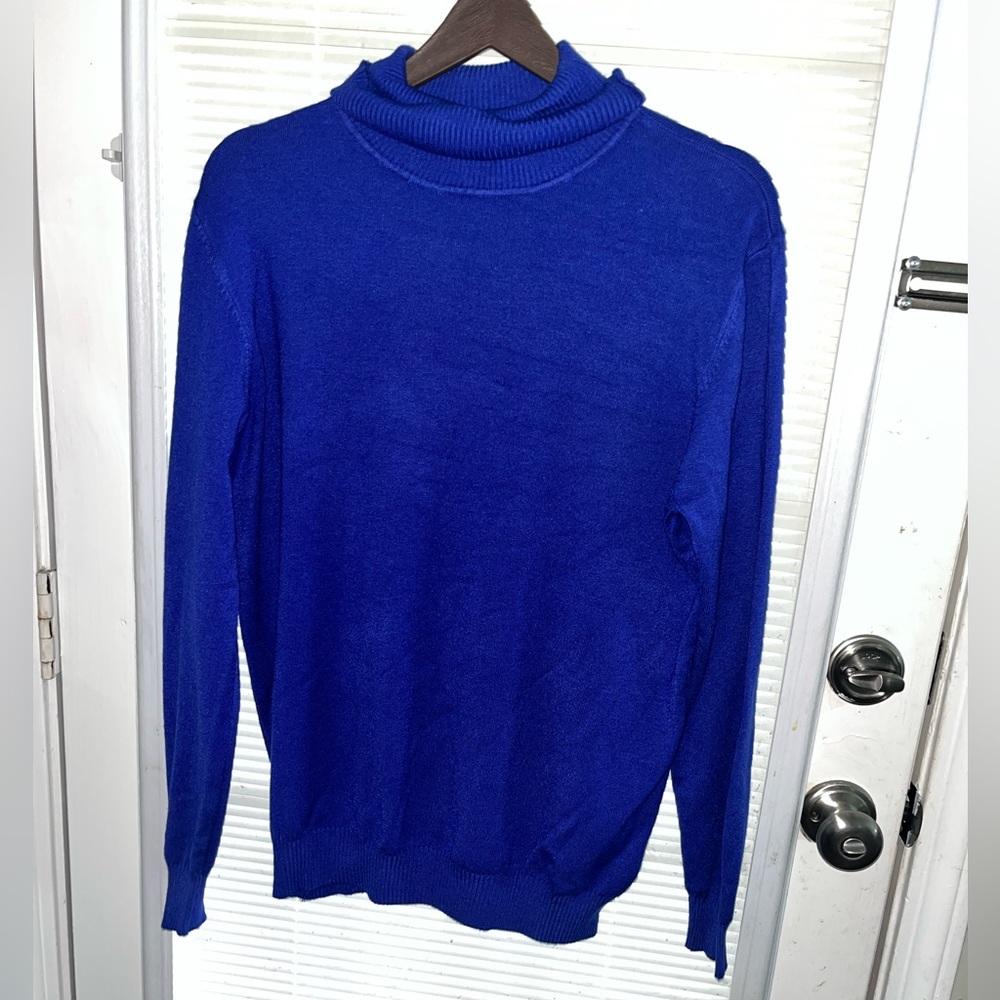 Sangtree Womens Size L Blue Turtleneck Cashmere polyester blend sweater